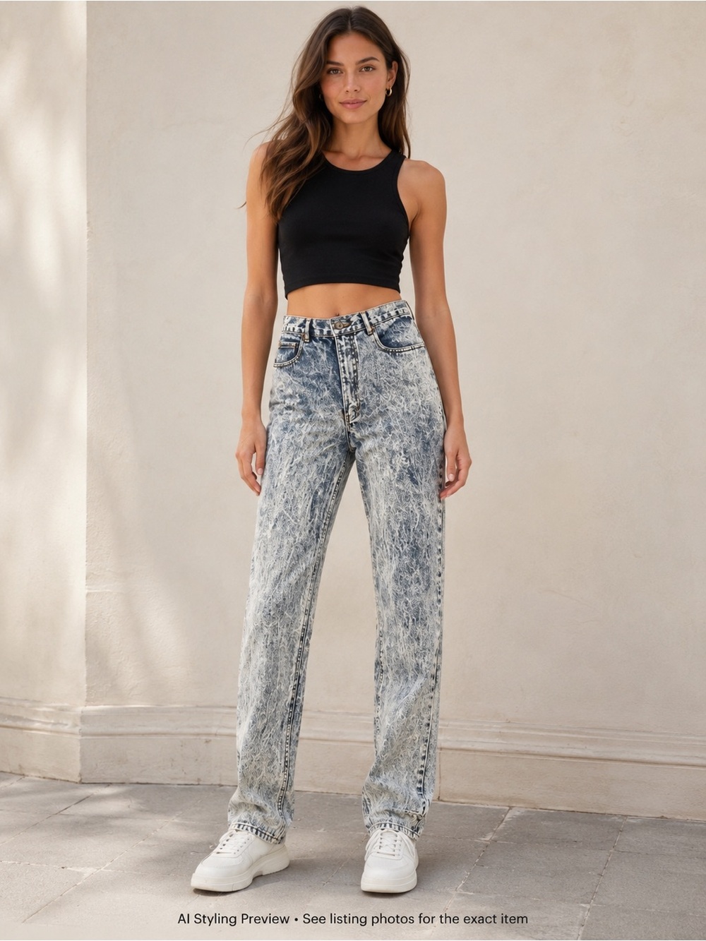 Vintage Britannia Women’s Size 4-6 Acid Wash High Rise Tall Straight Jeans
